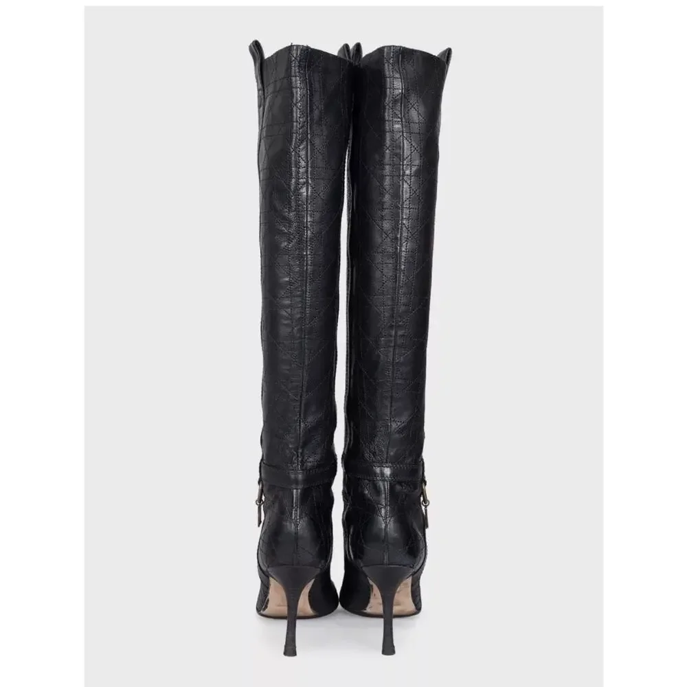 Christian Dior Black Leather Boots with Logo Charms - EU 40
